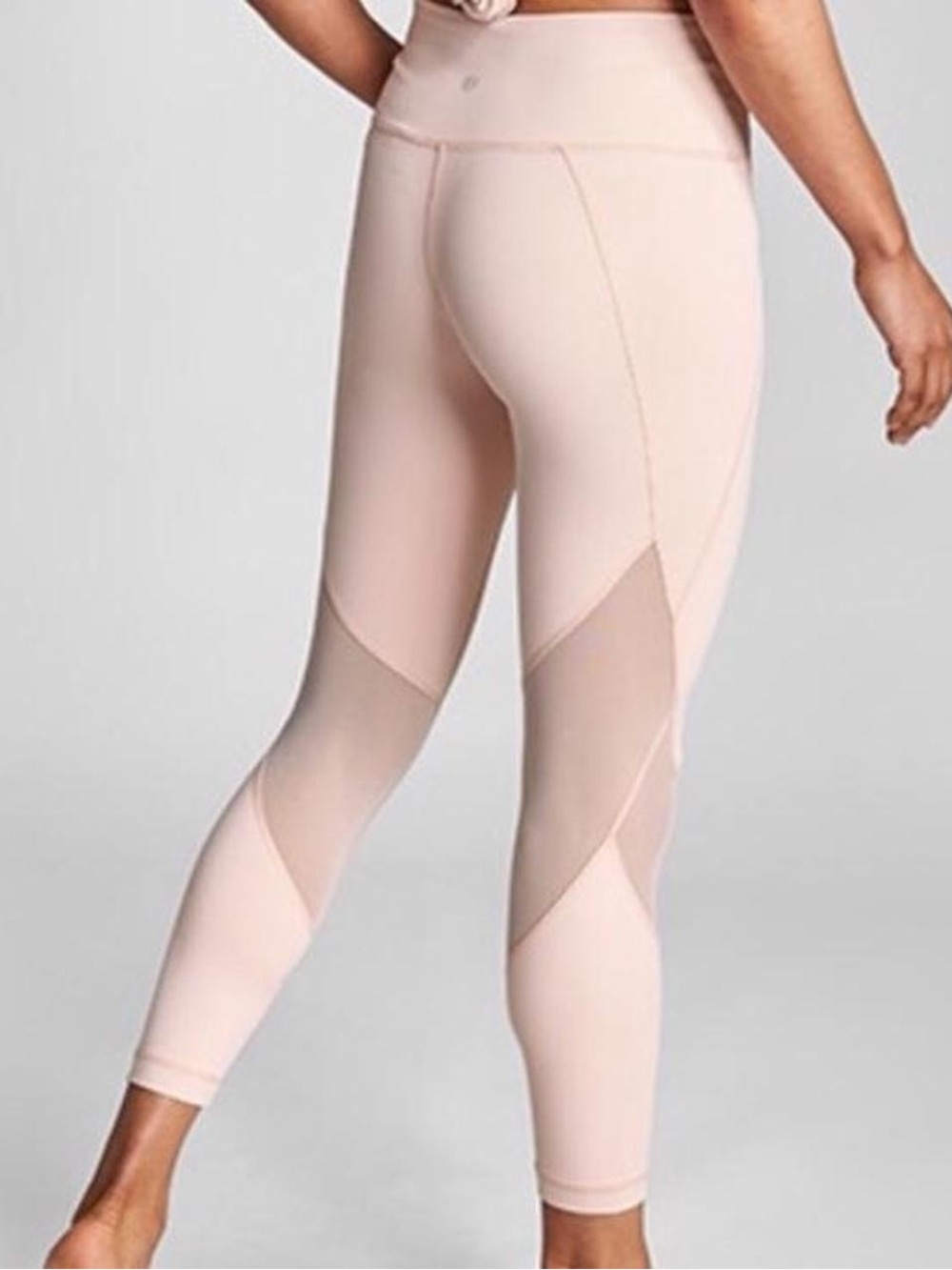 Athleta Light Pink Mesh-Panel Leggings